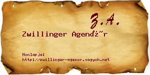 Zwillinger Agenór névjegykártya